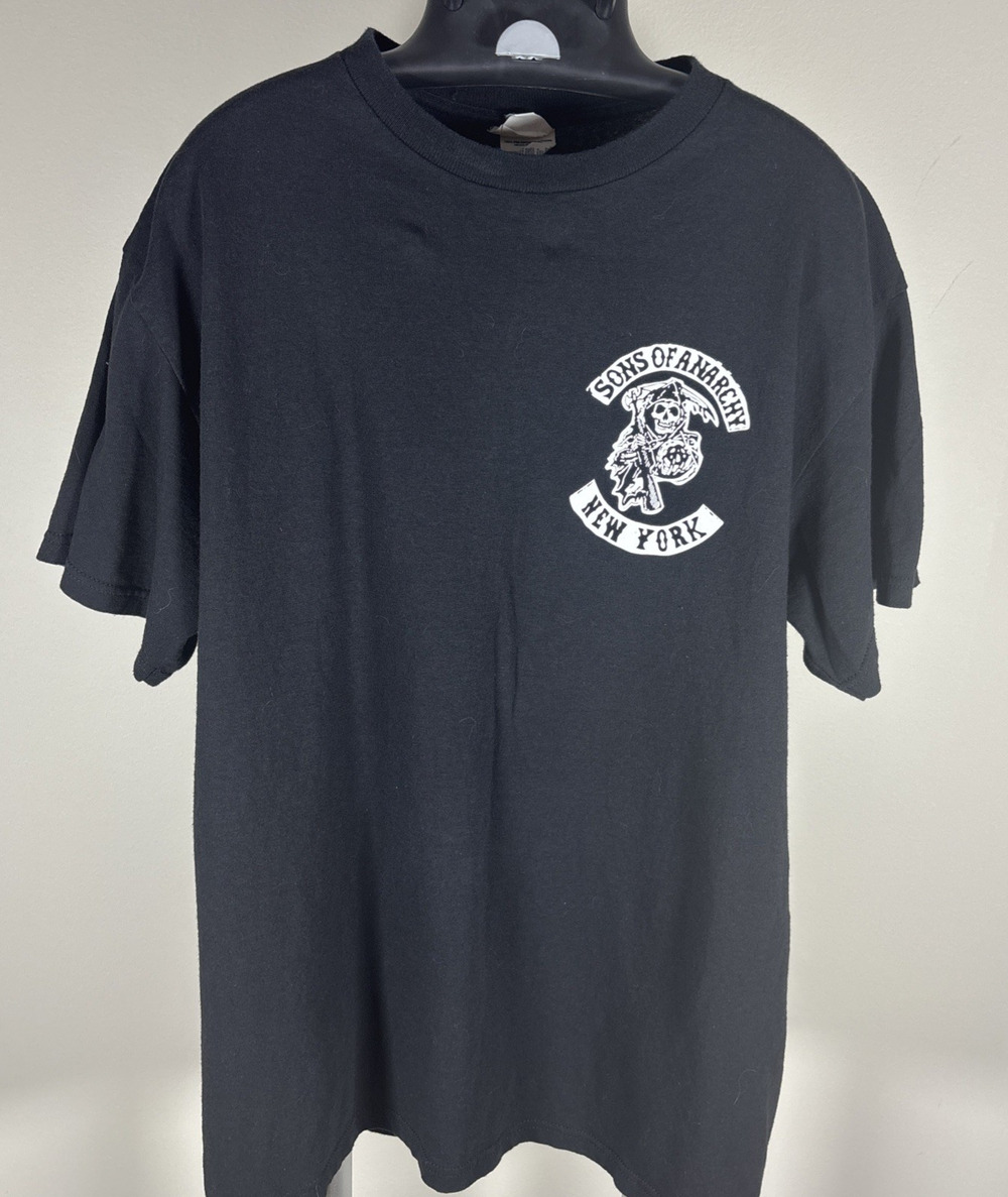 Son's of Anarchy New York Grim Reaper Black Graphic T-Shirt Adult Large Biker